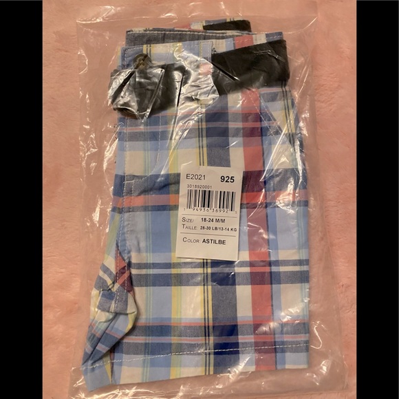 Baby boys Gymboree plaid belted chino shorts. NWT - Picture 5 of 6